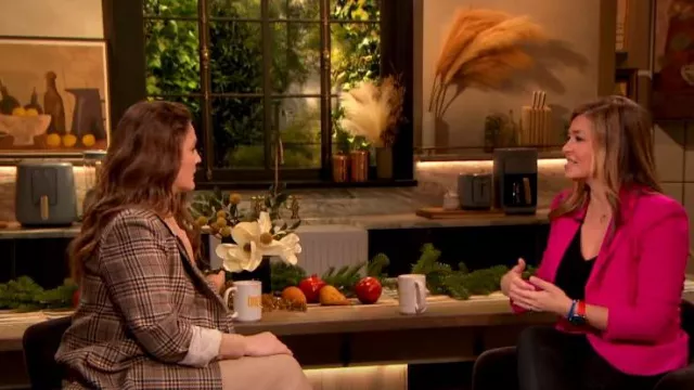 Max Mara Studio Dodo Flannel Blazer worn by Drew Barrymore as seen in The Drew Barrymore Show on December 5, 2022