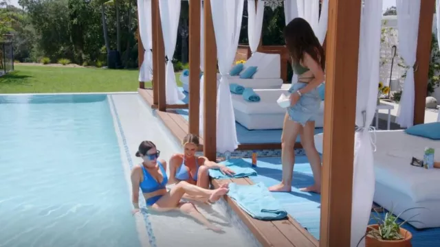 Versace Gre­ca Bor­der Biki­ni worn by Angie Katsanevas as seen in The Real Housewives of Salt Lake City (S03E11)