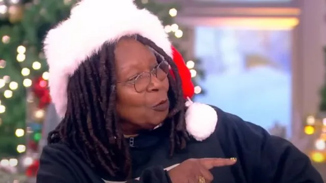 For The People Boutique Marvin Gaye Black Santa Claus Sweatshirt worn by Whoopi Goldberg as seen in The View on  December 16, 2022