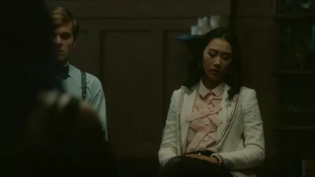 Halogen At­lantic Pa­cif­ic Blouse worn by Alyssa Chang (Olivia Liang) as seen in Legacies (S02E10)