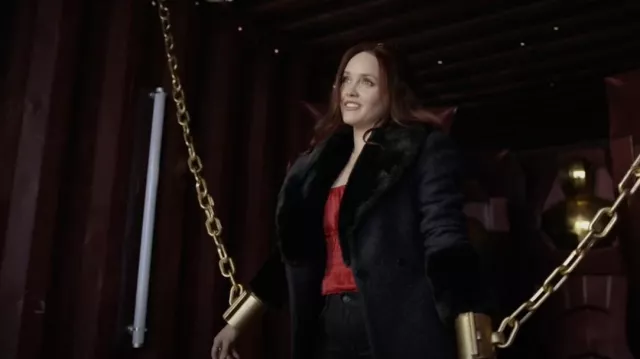 Ted Baker Fur Coat worn by Aurora de Martel (Rebecca Breeds) as seen in Legacies (S04E17)