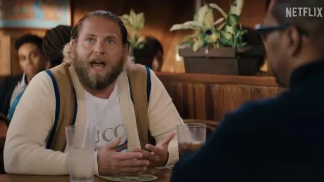 Gucci white t-shirt worn by Ezra (Jonah Hill) as seen in You People