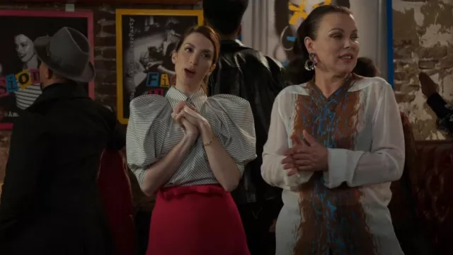 Miu Miu Faille Cady Scalloped Hem Skirt worn by Lauren Heller (Molly Kate Bernard) as seen in Younger (S07E10)