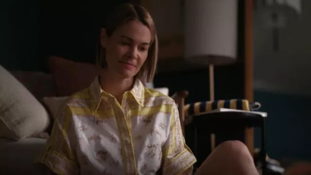 Alemais Catalina Camisa Voile de algodón y mezcla de lino con estampado floral usada por Alice Pieszecki (Leisha Hailey) como se ve en The L Word: Generation Q (S03E06)