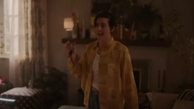 Bode Illustration-Style Print Silk Shirt used by Sarah Finley (Jacqueline Toboni) as seen in The L Word: Generation Q (S03E06)