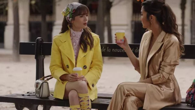 DSquared2 Double Breasted Jacket worn by Emily Cooper (Lily Collins) as seen in Emily in Paris (S03E09)