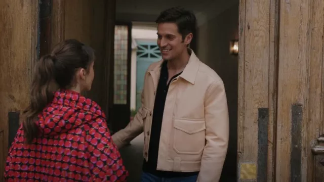 Nanushka Ruben Re­gen­er­at­ed Leather Jack­et worn by Gabriel (Lucas Bravo) as seen in Emily in Paris (S03E08)