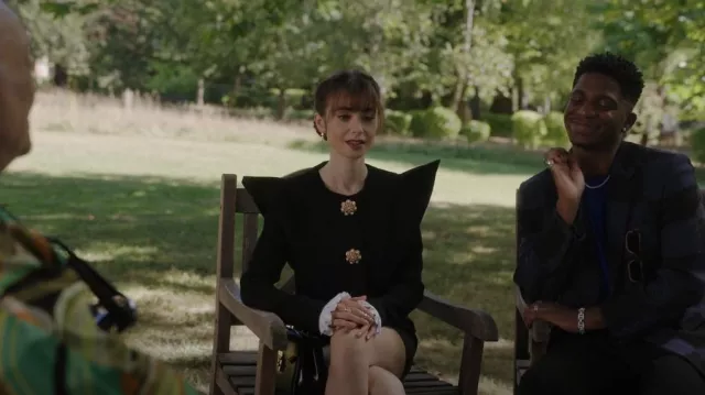 Andrew GN Pointed Shoulder Cropped Jacket worn by Emily Cooper (Lily Collins) as seen in Emily in Paris (S03E08)