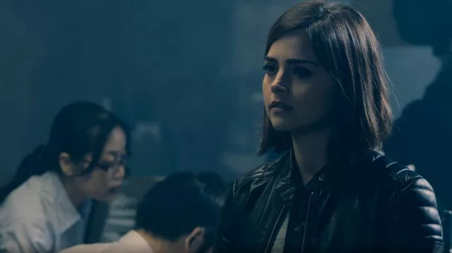 & Other Stories Leather Jacket worn by Clara (Jenna Coleman) as seen in Doctor Who (S09E01)