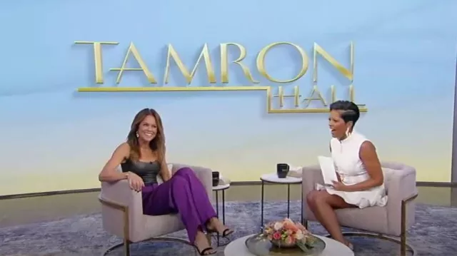 Vince Satin Pleated Palazzo Pants worn by Brooke Burke as seen in Tamron Hall Show on November 15, 2022