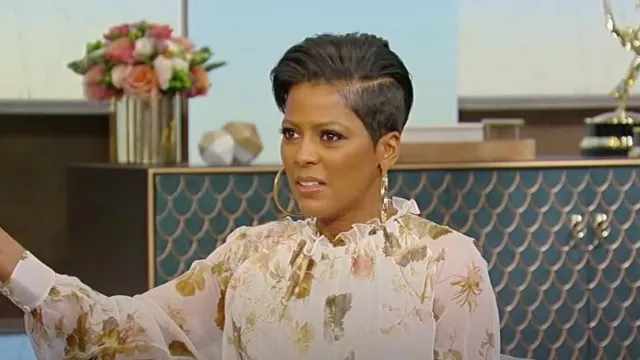 Erdem Veronika Sheer Floral Top worn by Tamron Hall as seen in Tamron Hall Show on November 17, 2022