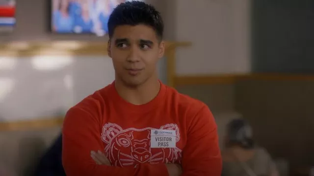 Kenzo Tiger Embroidered Sweatshirt worn by Vivek Shah (Jordan Buhat) as seen in grown-ish (S04E16)