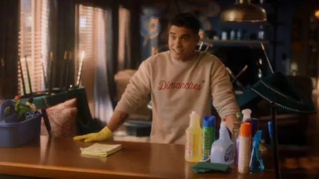 Commune de Paris Sweat Dimanches worn by Vivek Shah (Jordan Buhat) as seen in grown-ish (S04E07)