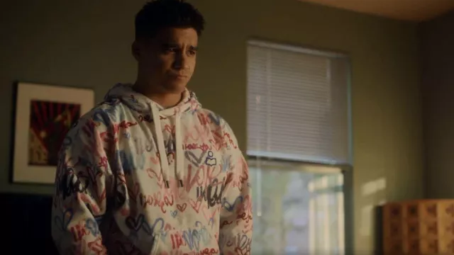 Isabel Marant Vi­ley Graf­fi­ti Print Hood­ie worn by Vivek Shah (Jordan Buhat) as seen in grown-ish (S04E11)