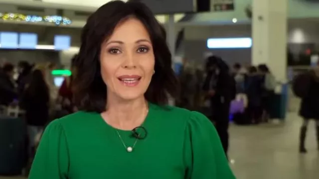 Honey Punch Glenna Green Puff Sleeve Sweater Top worn by Tanya Rivero as seen in CBS Mornings on  December 28, 2022