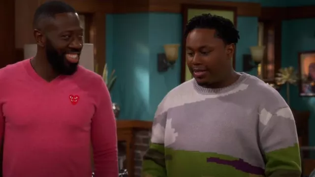 Yitai Spring Valley Knit Jumper worn by Marty Butler (Marcel Spears) as seen in The Neighborhood (S04E05)