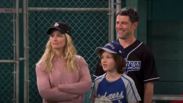 Los Angeles Adjustable Hat Pink Logo Navy Grey worn by Gemma Johnson (Beth Behrs) as seen in The Neighborhood (S04E14)