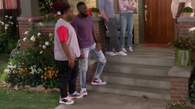 New Balance x Shoe Palace 327 Unity Patchwork Bandana Sneakers worn by Marty Butler (Marcel Spears) as seen in The Neighborhood (S04E15)