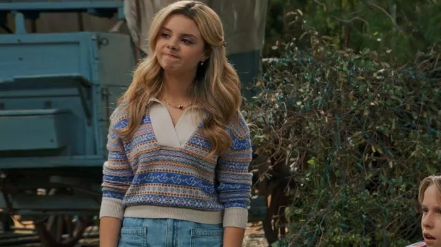 J Crew Fair Isle Collared Sweater worn by Destiny Baker (Mallory James Mahoney) as seen in BUNK'D (S06E10)