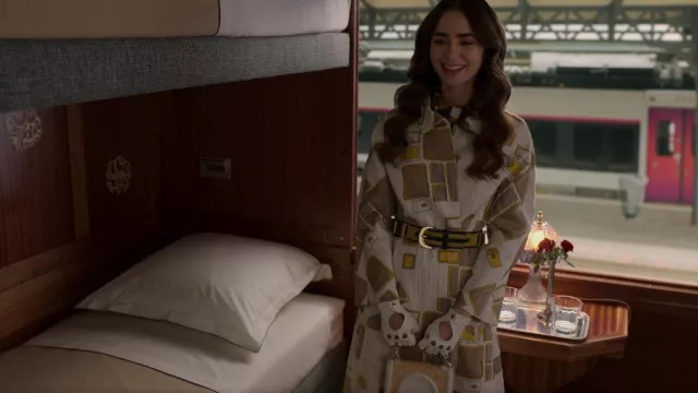 Seymoure x Patricia Field Emily Glove in Virgin White worn by Emily Cooper (Lily Collins) as seen in Emily in Paris (S02E01)