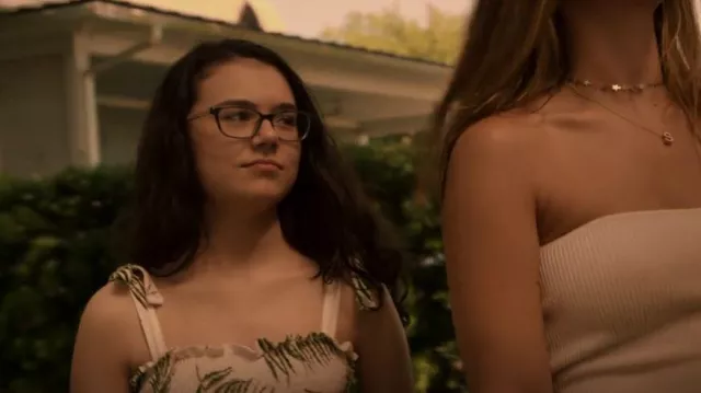 H&m Palm Leaf Smocked Top worn by Wheezie (Julia Antonelli) as seen in Outer Banks (S01E02)