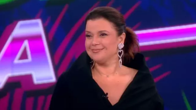 Alessandra Rich Crystal-embellished Heart Earrings worn by Ana Navarro as seen in The View on January 6, 2023
