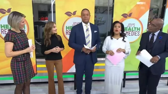 Nanette Lepore Vestido colorido de tweed usado por Dylan Dreyer como se ve en Today el 6 de enero de 2023