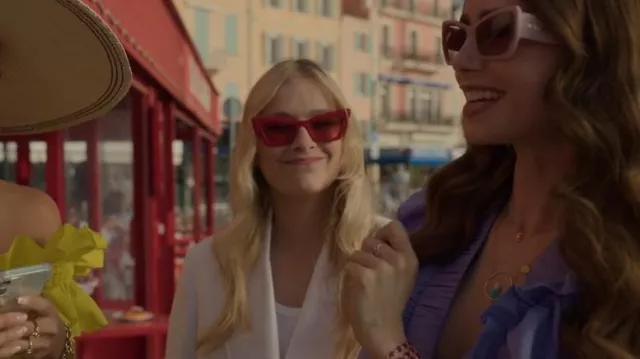 Valentino Cat Eye Frame Sunglasses worn by Camille (Camille Razat) as seen in Emily in Paris (S02E02)