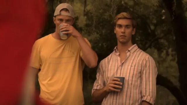 Marine Layer Sport Crew in Mineral Yellow worn by Rafe Cameron (Drew Starkey) as seen in Outer Banks (S01E04)