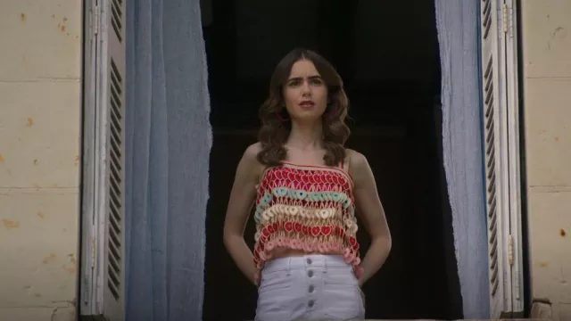 My Beachy Side Pop The Top Exclusive Emily Top worn by Emily Cooper (Lily Collins) as seen in Emily in Paris (S02E08)