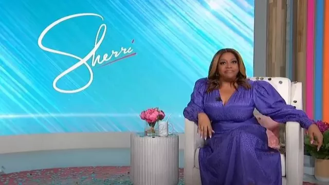 Ronny Kobo Estelle Wrap-effect Satin-jacquard Midi Dress worn by Sherri Shepherd as seen in Sherri on January 12, 2023