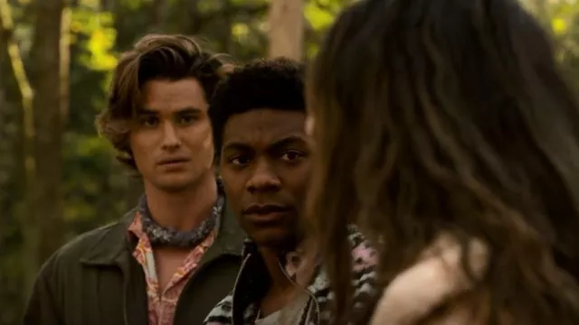 Head High Surf Club Grape­fruit Par­ty But­ton Up worn by John B Routledge (Chase Stokes) as seen in Outer Banks (S02E08)