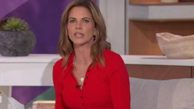 A.L.C. Lance Ribbed Top worn by Natalie Morales as seen in The Talk on  January 10, 2023
