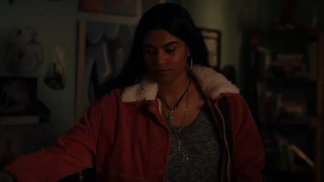 Free People Lust For Life Jacket worn by Padma (Rebecca Ablack) as seen in Ginny & Georgia (S01E09)