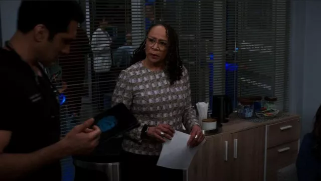 ST. John Collection Tweed Jack­et worn by Sharon Goodwin (S. Epatha Merkerson) as seen in Chicago Med (S08E11)