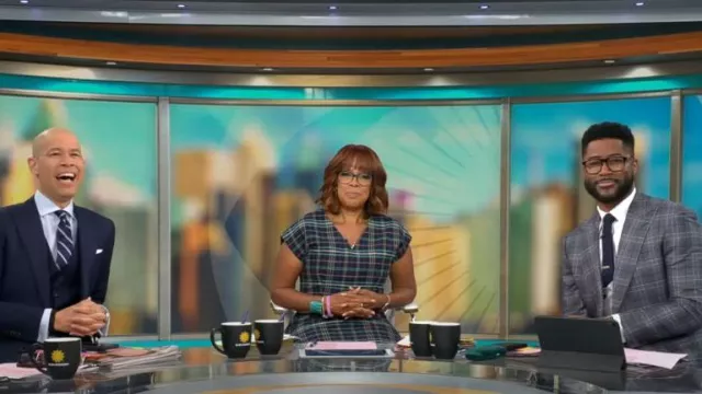 Boss Daela Plaid Stretch Cotton Dress worn by Gayle King as seen in CBS Mornings on January 13, 2023