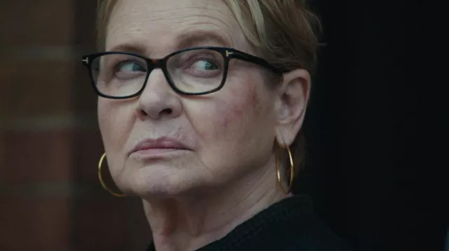 Tom Ford black eyeglasses worn by Miriam McLusky (Dianne Wiest) as seen in Mayor of Kingstown TV show (S02E01)