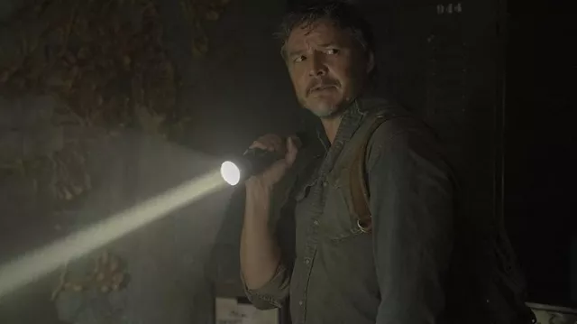Denim shirt worn by Joel Miller (Pedro Pascal) as seen in The Last of Us TV show (Season 1 Episode 1)