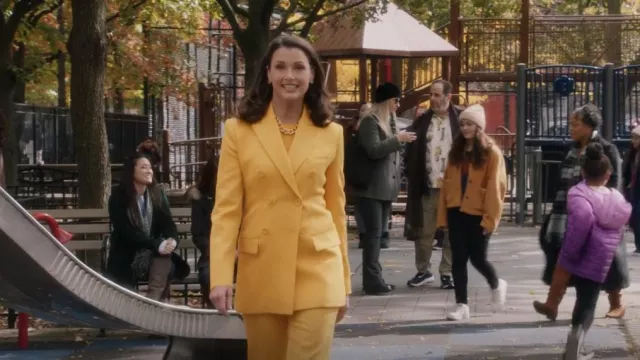 Saint Laurent Yellow Double Breasted Blazer worn by Erin Reagan (Bridget Moynahan) as seen in Blue Bloods (S13E10)