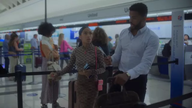 Off-White Monogram Arrow Jacquard Midi Skirt worn by Zoey Johnson (Yara Shahidi) as seen in grown-ish (S05E10)