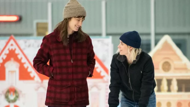 L.L.Bean Plaid Ice Skating Parka Jacket worn by Harper (Mackenzie Davis) in Happiest Season movie