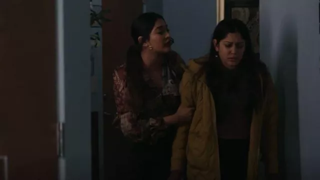 Veronica Beard Jayce Patch­work Silk Blouse worn by Leela Devi (Anuja Joshi) as seen in The Resident (S06E11)