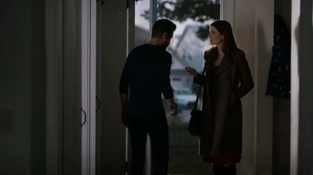Sandro Man­teau Check Wool Blend Coat worn by Dr. Kincaid Sullivan (Kaley Ronayne) as seen in The Resident (S06E11)