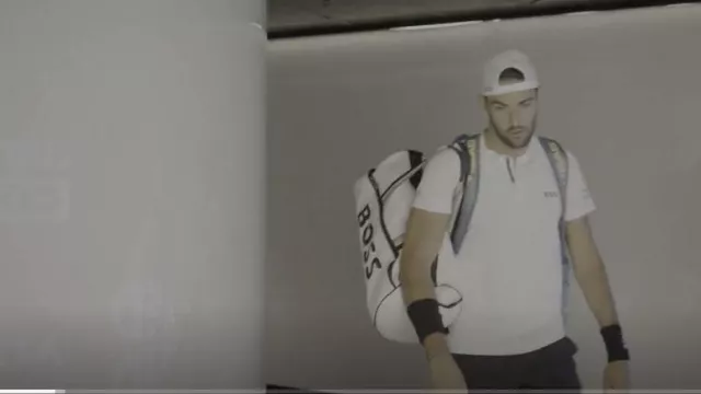 Boss Faux-Leather Holdall with Contrast Logo And Signature Stripe worn by Matteo Berrettini as seen in Break Point (S01E02)