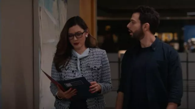 Karl Lagerfeld Paris Tweed Fringe Jacket worn by Susan (Inga Schlingmann) as seen in So Help Me Todd (S01E08)