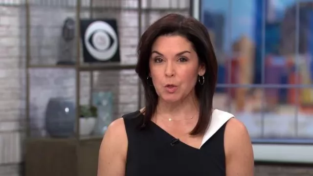 Calvin Klein Contrast-Collar Sheath Dress worn by Meg Oliver as seen in  CBS Mornings on January 18, 2023 