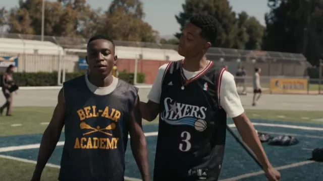 Adidas Allen Iverson Philadelphia 76ers Jersey worn by Will Smith (Jabari Banks) as seen in Bel-Air (S01E01)