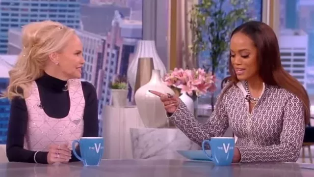 Maje Roy Mockneck Fit-&-Flare Dress worn by Rachel Lindsay as seen in The View on  January 19, 2023
