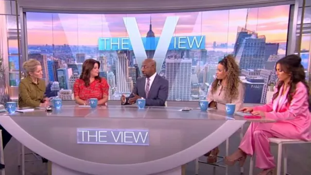 Alice + Olivia Deanna High Waist Wide Leg Pants worn by Alyssa Farah as seen in The View on January 23, 2023