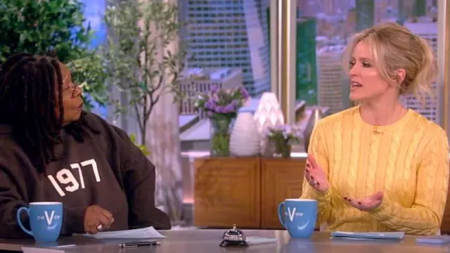 Ralph Lauren Cable Wool Sweater worn by Sara Haines as seen in The View on January 25, 2023